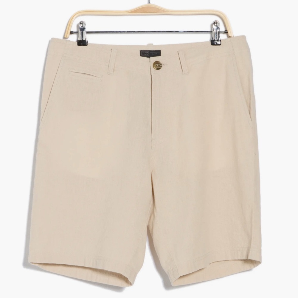 14th & Union Beige Flat Front Shorts‎ Slim Fit Linen Blend Size 30